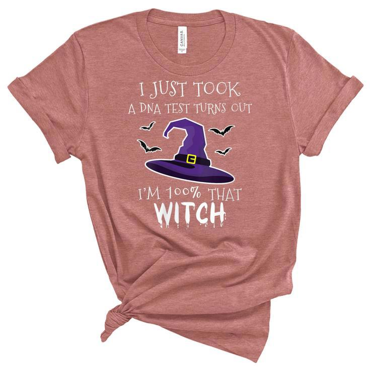 Womens I Just Took A Dna Test  Womens Halloween Witch   Unisex Crewneck Soft Tee