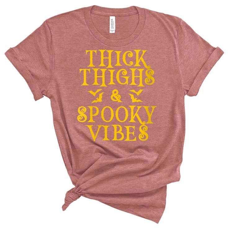 Womens Thick Thighs And Spooky Vibes Sassy Lady Halloween   Unisex Crewneck Soft Tee