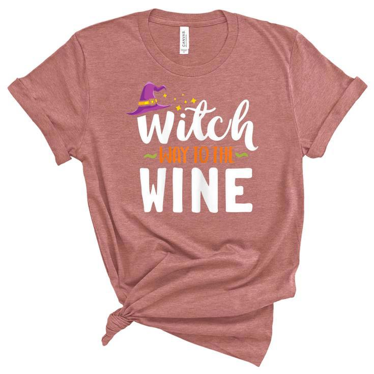 Womens Wine Lover Outfit For Halloween Witch Way To The Wine  Unisex Crewneck Soft Tee