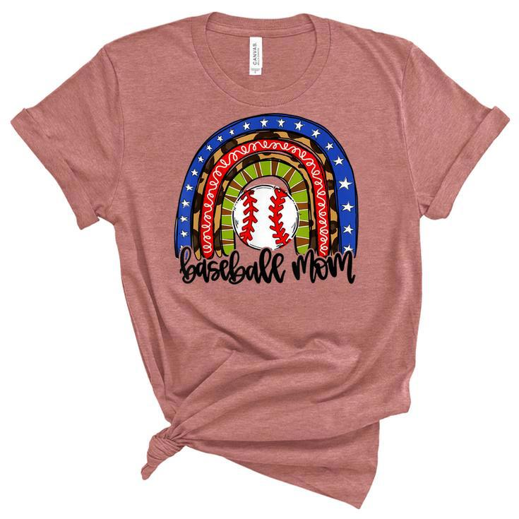 Baseball Mom Rainbow  Baseball Mama  Women's Short Sleeve T-shirt Unisex Crewneck Soft Tee