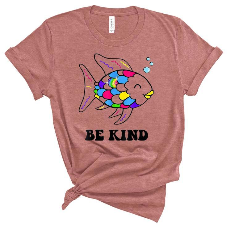 Be Kind Rainbow Fish Teacher Life Teaching Back To School  Women's Short Sleeve T-shirt Unisex Crewneck Soft Tee