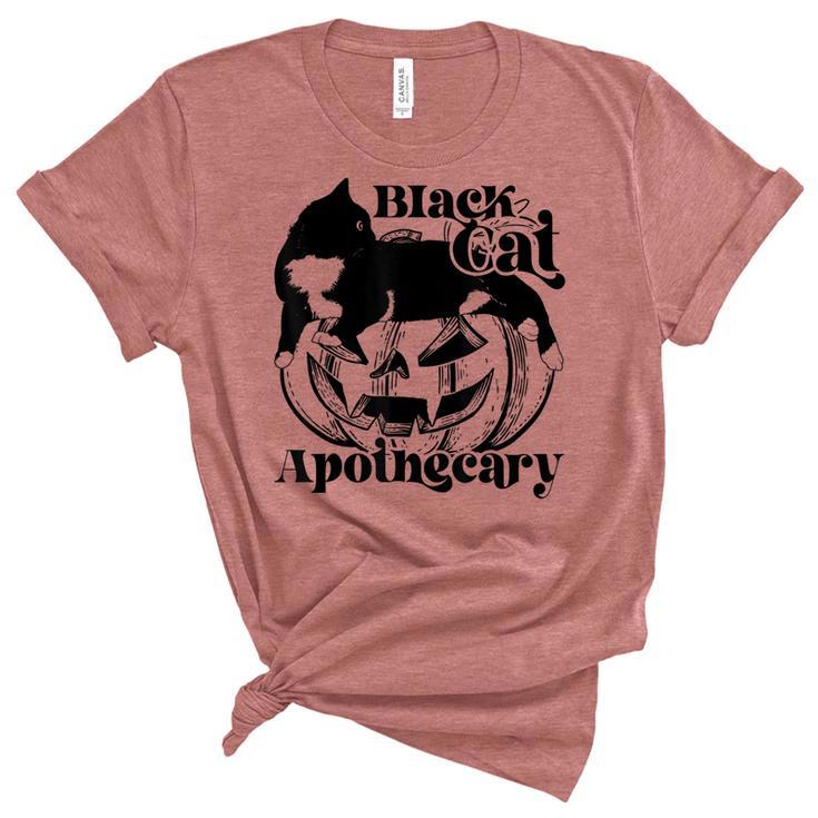Black Cat Apothecary Cat Witch Pumpkin Halloween Costume  V2 Unisex Crewneck Soft Tee
