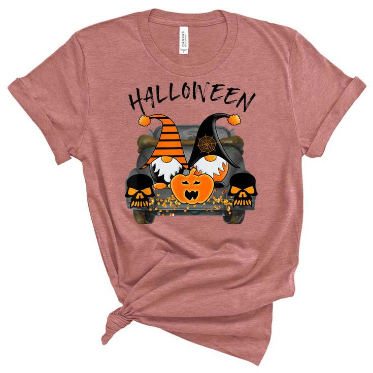 Boo Pumpkin Witch Gnomes In Halloween Truck Funny Holiday  V2 Unisex Crewneck Soft Tee