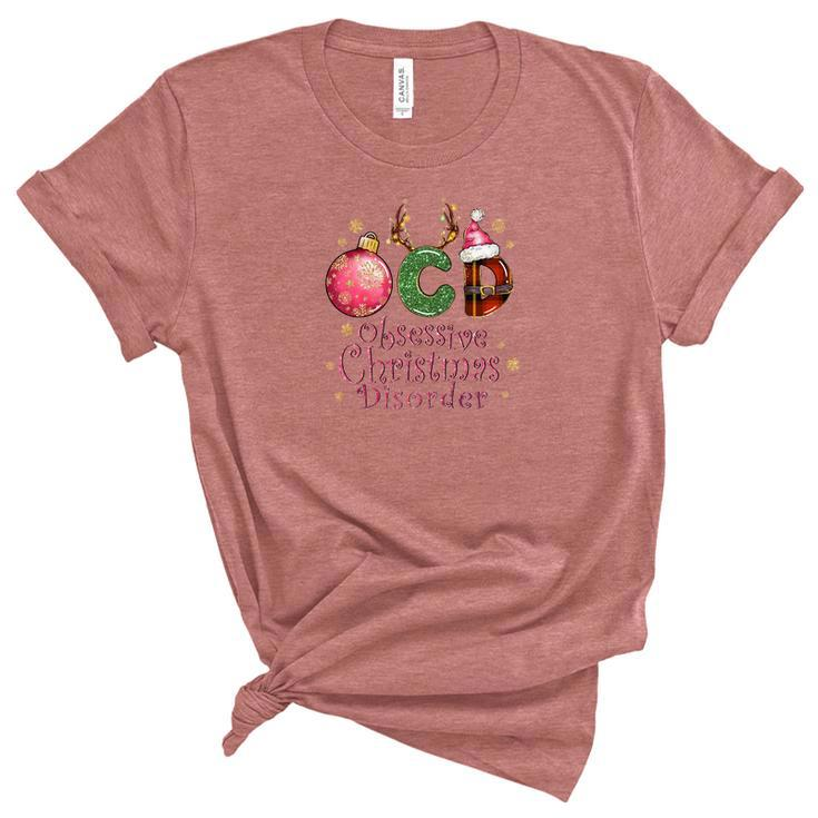 Christmas Ocd Obsessive Holiday Gift Women's Short Sleeve T-shirt Unisex Crewneck Soft Tee