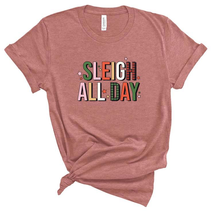 Christmas Retro Sleigh All Day Women's Short Sleeve T-shirt Unisex Crewneck Soft Tee