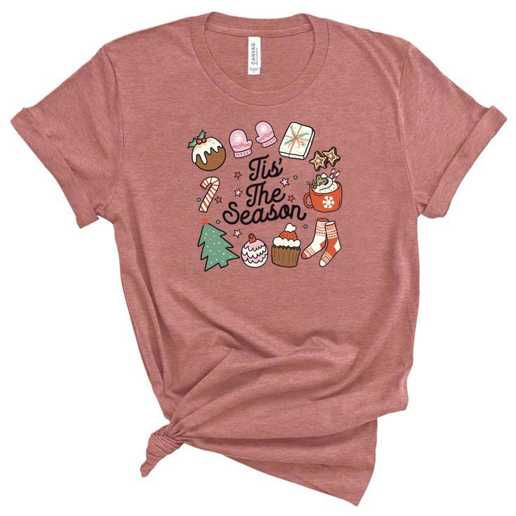 Christmas Retro Tis The Season Women's Short Sleeve T-shirt Unisex Crewneck Soft Tee