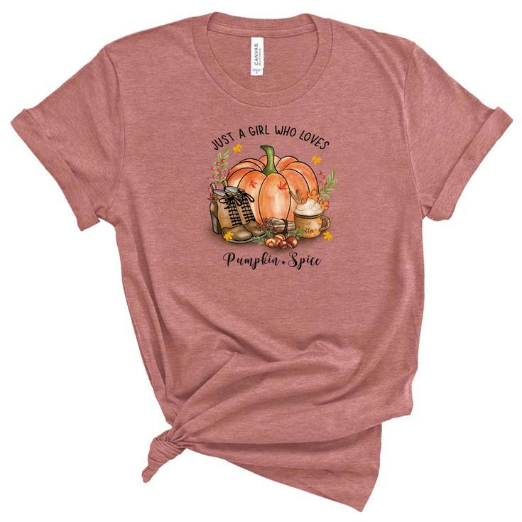 Cozy Autumn Fall Just A Girl Who Loves Pumpkin Spice Women's Short Sleeve T-shirt Unisex Crewneck Soft Tee
