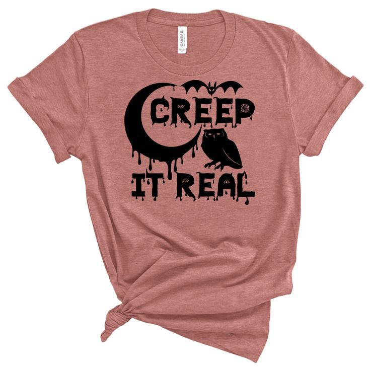 Creep It Real Moon Owl Halloween Night Unisex Crewneck Soft Tee