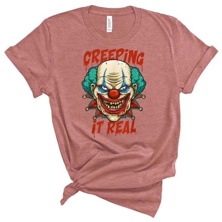 Creeping It Real Creepy Clown Face Halloween Trick Or Treat  Unisex Crewneck Soft Tee