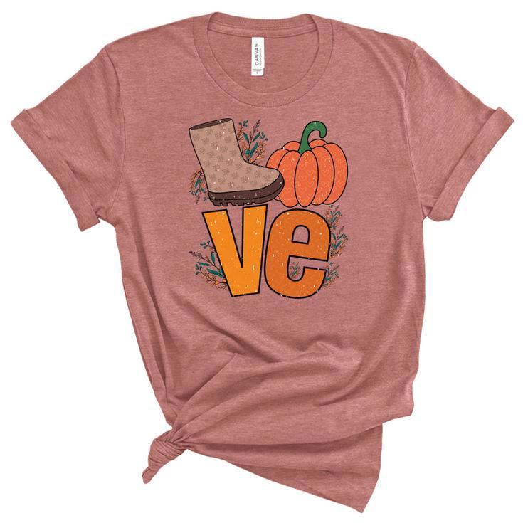 Cute Love Pumpkin Fall Season Shoes Women's Short Sleeve T-shirt Unisex Crewneck Soft Tee
