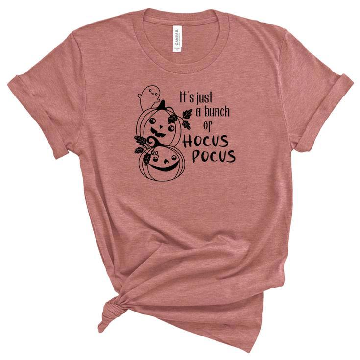 Cute Pumpkins And Boo Its Just A Bunch Of Hocus Pocus Halloween Unisex Crewneck Soft Tee