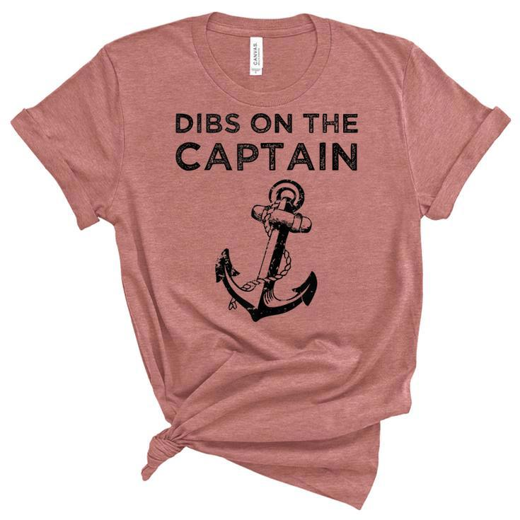 Dibs On The Captain Funny Captain Wife Dibs On The Captain  Women's Short Sleeve T-shirt Unisex Crewneck Soft Tee