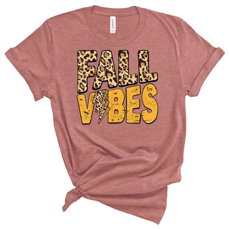 Distressed Fall Vibes Leopard Lightning Bolts In Fall Colors  Unisex Crewneck Soft Tee