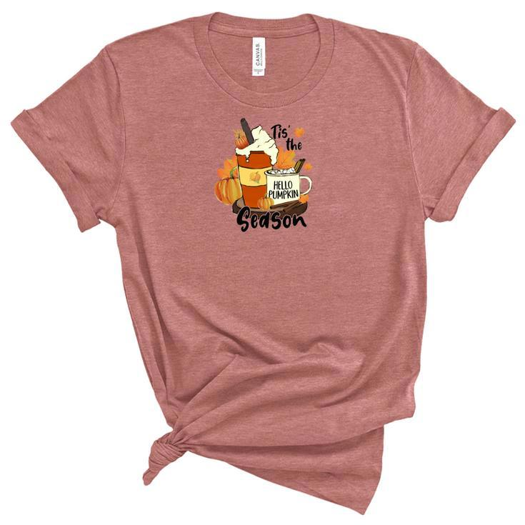 Fall Coffee Tis The Season Hello Pumpkin Women's Short Sleeve T-shirt Unisex Crewneck Soft Tee