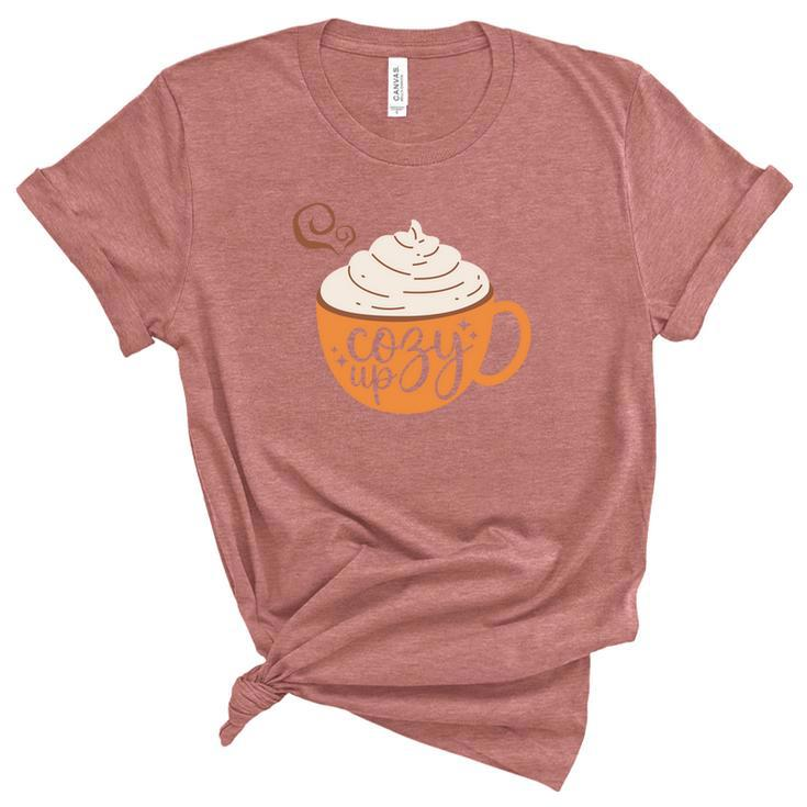 Fall Retro Cozy Up Thanksgiving Quotes Autumn Season Women's Short Sleeve T-shirt Unisex Crewneck Soft Tee