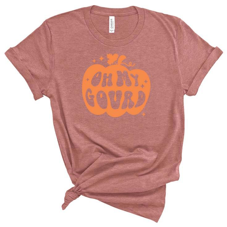 Fall Retro Oh My Gourd Pumpkin Spice Thanksgiving Women's Short Sleeve T-shirt Unisex Crewneck Soft Tee