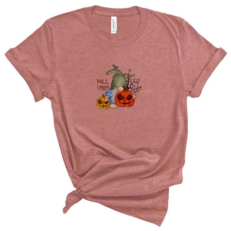 Fall Vibes Pumpkin Gnomes Things Women's Short Sleeve T-shirt Unisex Crewneck Soft Tee