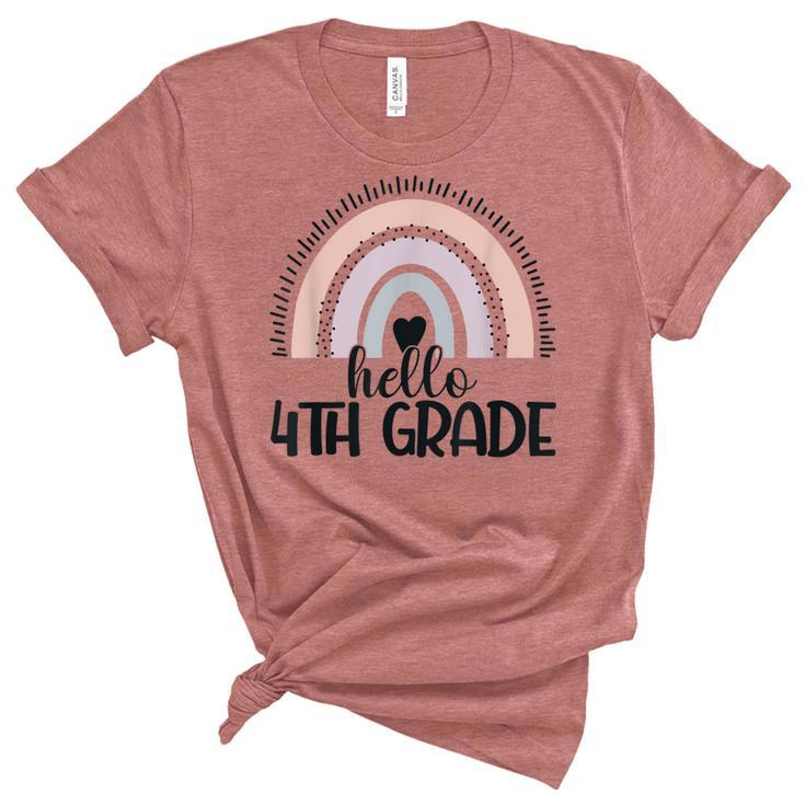 Fourth Grade Rainbow Teacher Hello 4Th Grade Rainbow  Women's Short Sleeve T-shirt Unisex Crewneck Soft Tee
