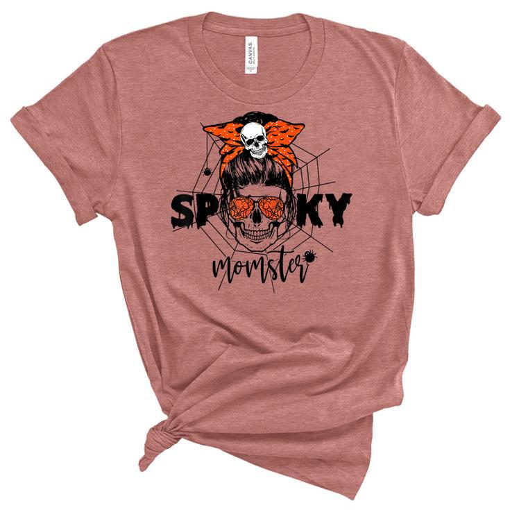 Funny Halloween Spooky Momster Skull Mama Costume For Mom  Unisex Crewneck Soft Tee