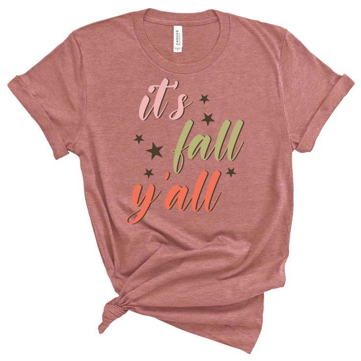 Funny Its Fall Yall Season Present Women's Short Sleeve T-shirt Unisex Crewneck Soft Tee