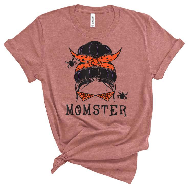Funny Momster Halloween Witch Spider Cute Momster Glass   Unisex Crewneck Soft Tee