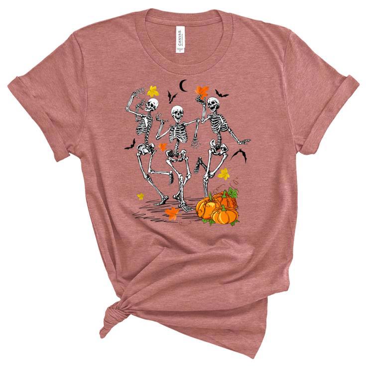 Funny Skeletons Dancing Halloween Dancing  Unisex Crewneck Soft Tee
