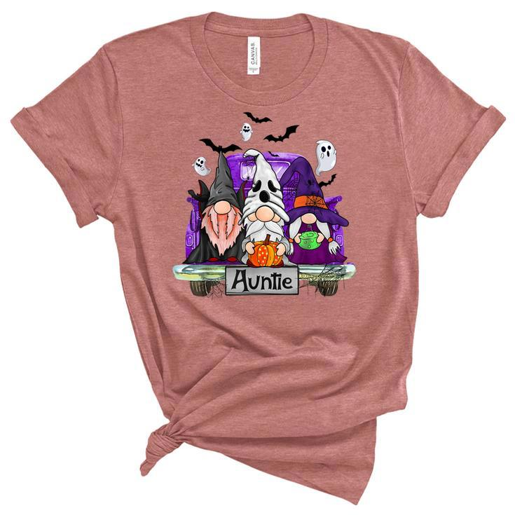 Gnomes Witch Truck Auntie Funny Halloween Costume  Unisex Crewneck Soft Tee