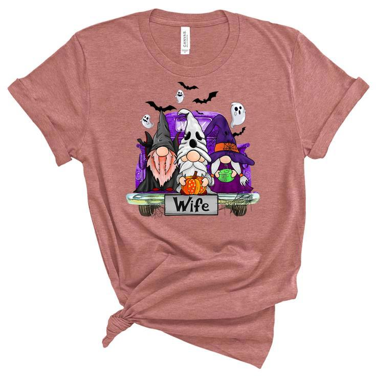 Gnomes Witch Truck Wife Funny Halloween Costume  Unisex Crewneck Soft Tee