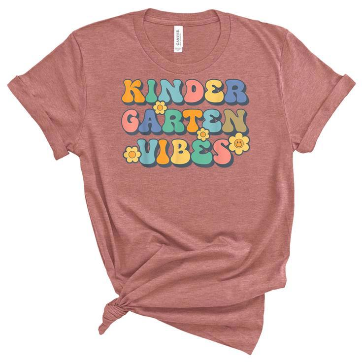 Groovy Hello Kindergarten Vibes Retro Teacher Back To School  V2 Women's Short Sleeve T-shirt Unisex Crewneck Soft Tee