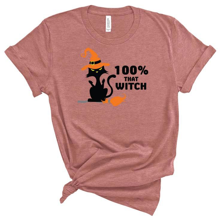 Halloween 100% That Witch Cat Funny Gift Unisex Crewneck Soft Tee