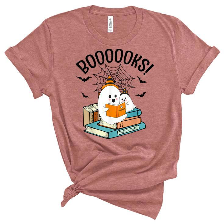 Halloween Booooks Ghost Reading Boo Read Books Library  V5 Women's Short Sleeve T-shirt Unisex Crewneck Soft Tee