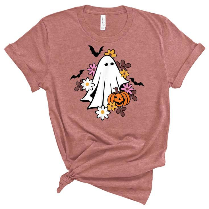 Halloween Ghost Vintage Groovy Trick Or Treat Spooky Vibes  Unisex Crewneck Soft Tee