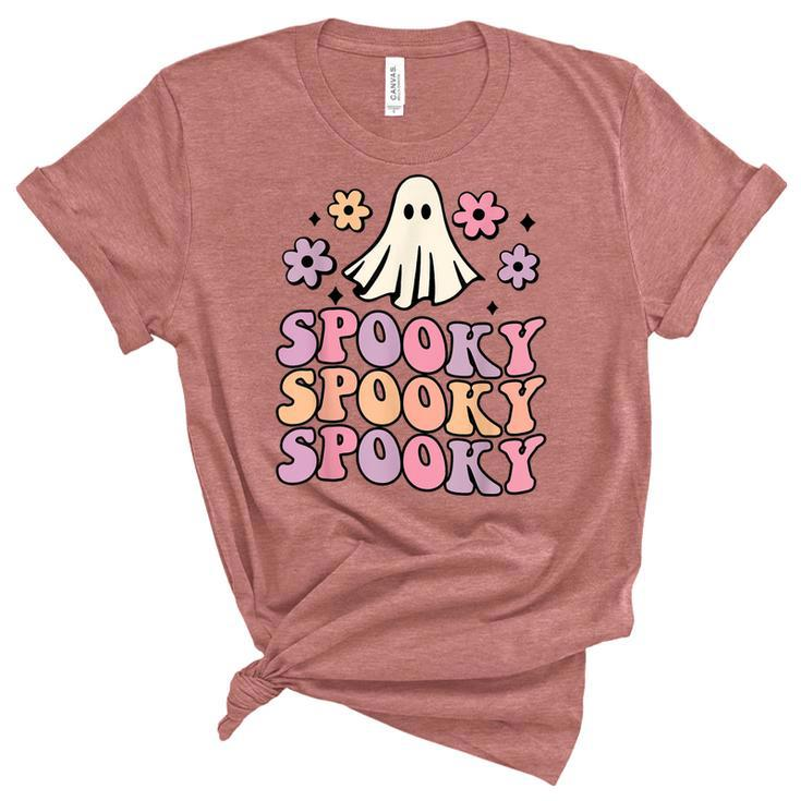 Halloween Retro Groovy Spooky Ghost Boo Funny Women Kids  V2 Women's Short Sleeve T-shirt Unisex Crewneck Soft Tee