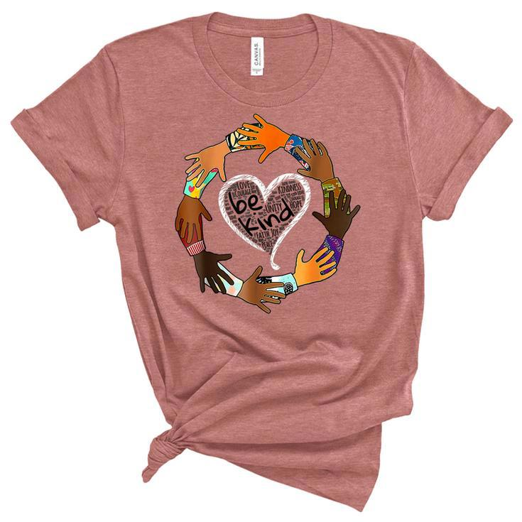 Heart Be Kind Anti Bullying Orange Unity Day 2022  Women's Short Sleeve T-shirt Unisex Crewneck Soft Tee