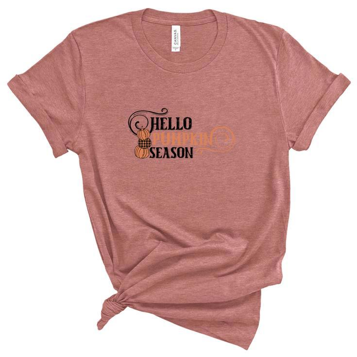 Hello Pumpkin Season Hello Fall Women's Short Sleeve T-shirt Unisex Crewneck Soft Tee