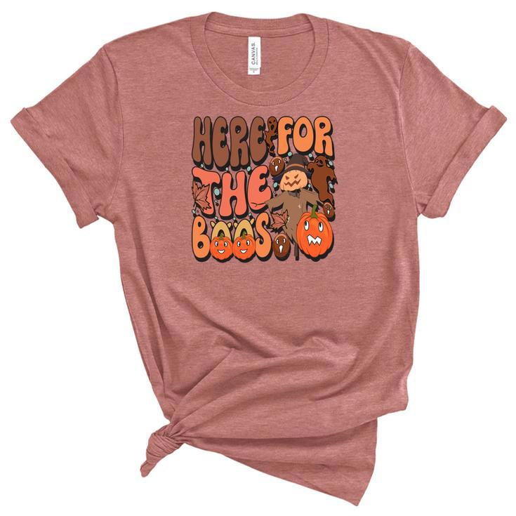 Here For The Boos Groovy Fall Women's Short Sleeve T-shirt Unisex Crewneck Soft Tee