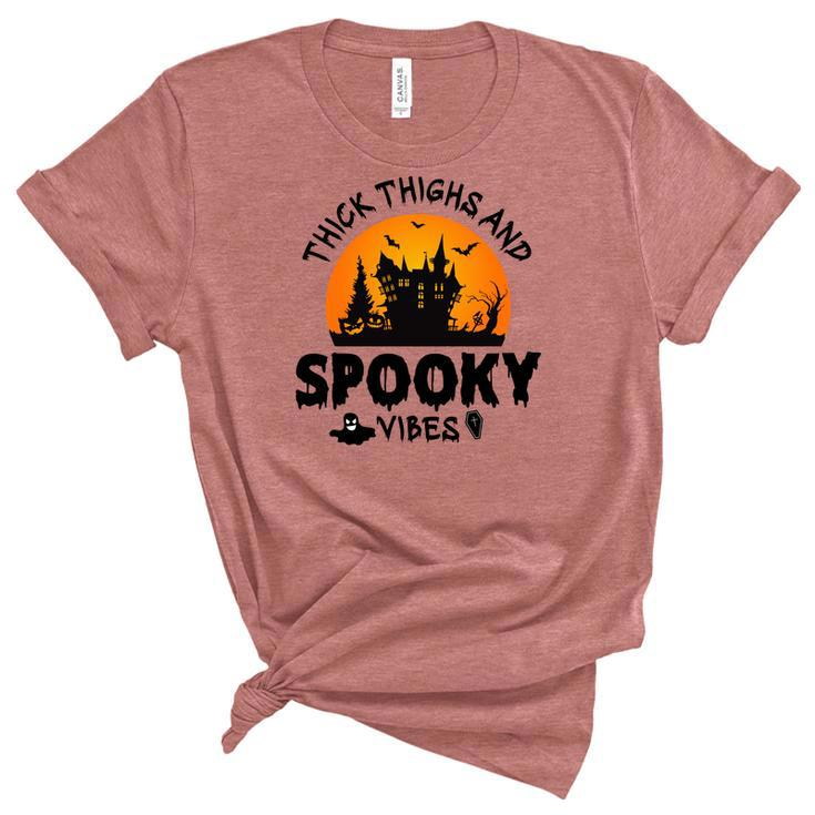 House Night Thick Thights And Spooky Vibes Halloween Unisex Crewneck Soft Tee