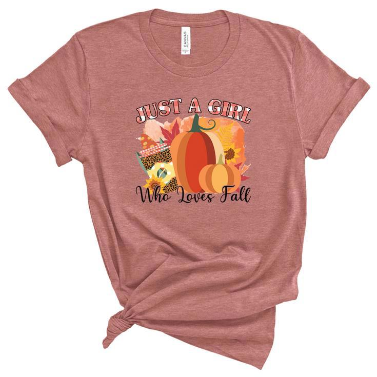 Just A Girl Who Loves Fall Pumpkin Women's Short Sleeve T-shirt Unisex Crewneck Soft Tee
