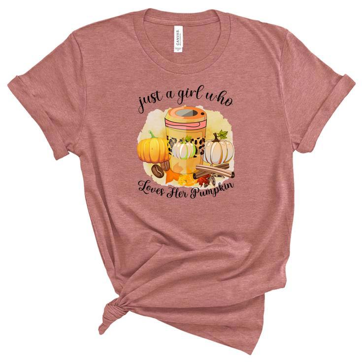 Just A Girl Who Loves Her Pumpkin Coffee Fall Women's Short Sleeve T-shirt Unisex Crewneck Soft Tee