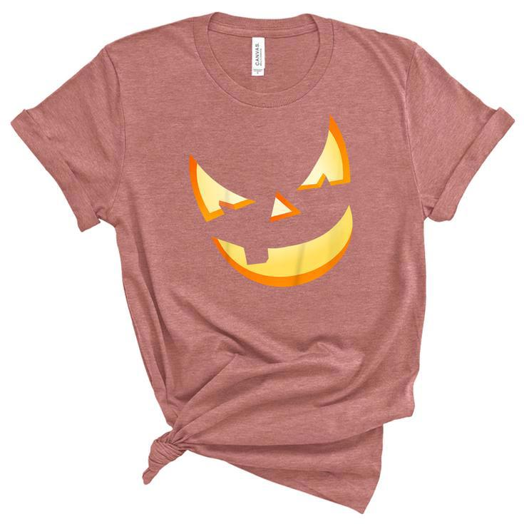 Kids Trick Or Treat Scary Lit Pumpkin Face Halloween Kids  Unisex Crewneck Soft Tee