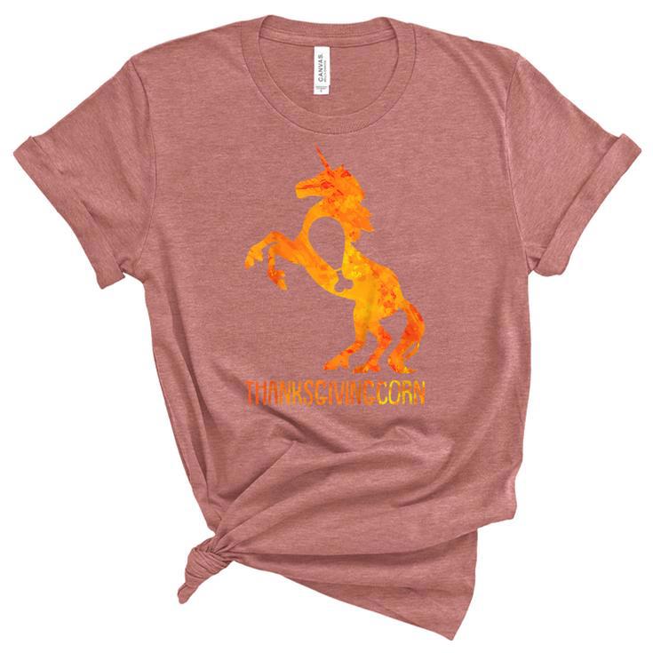 Kids Unicorn Thanksgiving Day Funny Turkey Leg Fall Autumn  Unisex Crewneck Soft Tee