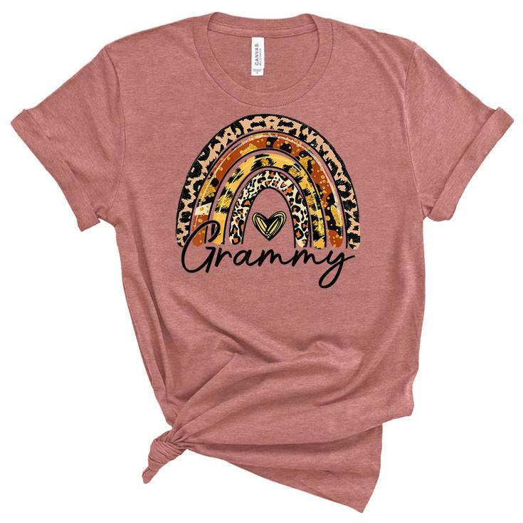 Leopard Rainbow Blessed Grammy Funny Grammy Mothers Day  Women's Short Sleeve T-shirt Unisex Crewneck Soft Tee