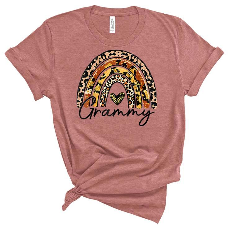 Leopard Rainbow Blessed Grammy Funny Grammy Mothers Day  Women's Short Sleeve T-shirt Unisex Crewneck Soft Tee