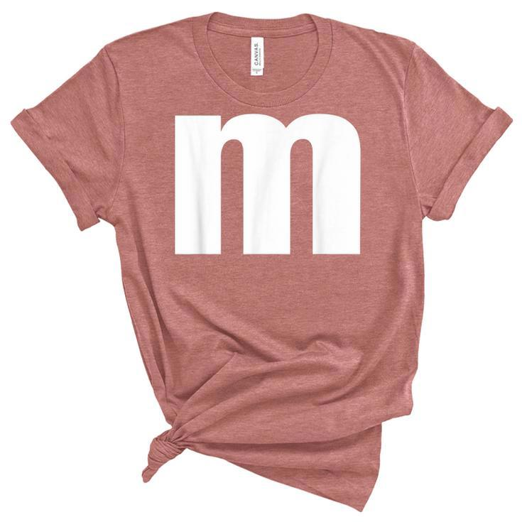 Letter M Groups Costume Matching For Halloween Or Christmas  Women's Short Sleeve T-shirt Unisex Crewneck Soft Tee