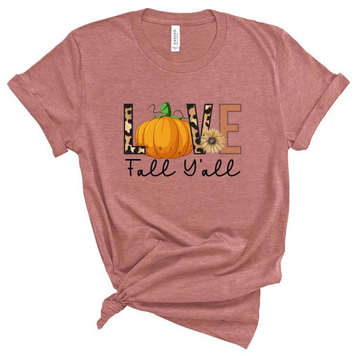 Love Fall Yall Pumpkin Lovers Thankful Women's Short Sleeve T-shirt Unisex Crewneck Soft Tee