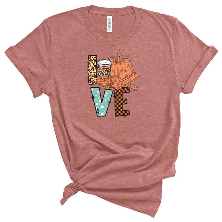 Love Pumpkin Latte Things Fall Season Women's Short Sleeve T-shirt Unisex Crewneck Soft Tee