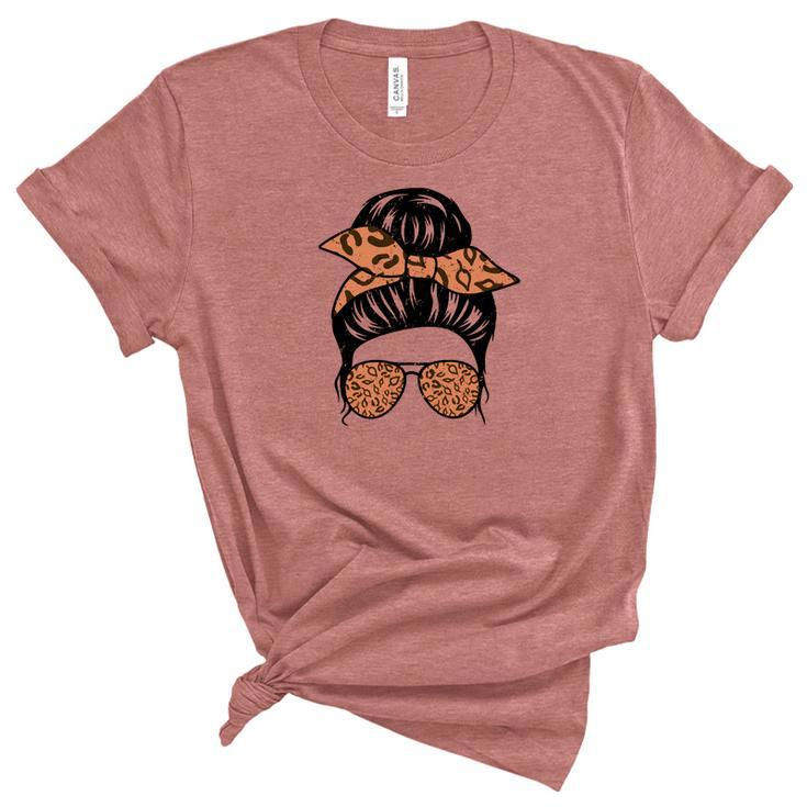 Messy Bun Cool Girl Pumpkin Fall Season Women's Short Sleeve T-shirt Unisex Crewneck Soft Tee