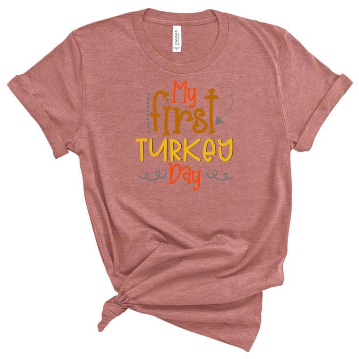 My First Turkey Day Fall Women's Short Sleeve T-shirt Unisex Crewneck Soft Tee