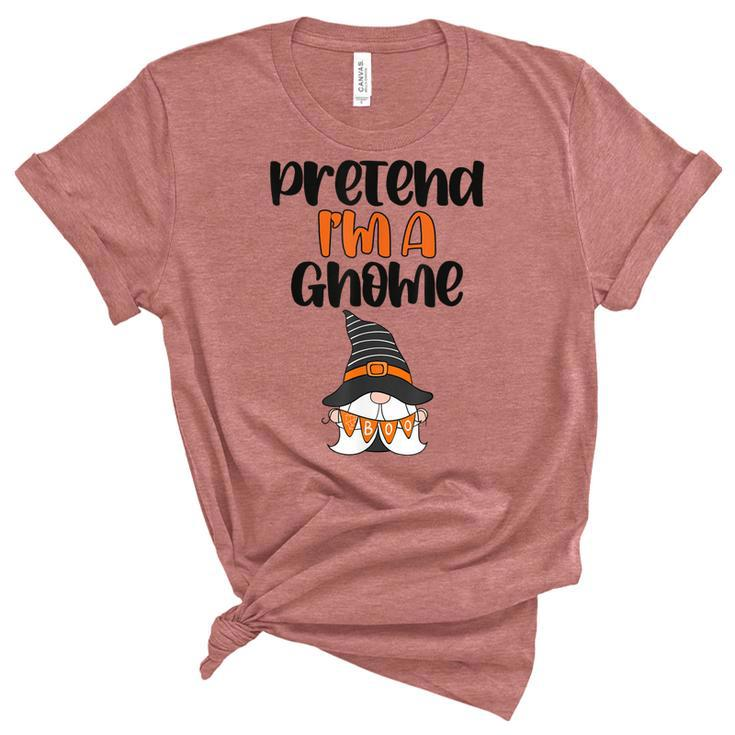 Pezo Pretend Im Gnome Funny Gnome Witch Autumn Halloween  Women's Short Sleeve T-shirt Unisex Crewneck Soft Tee