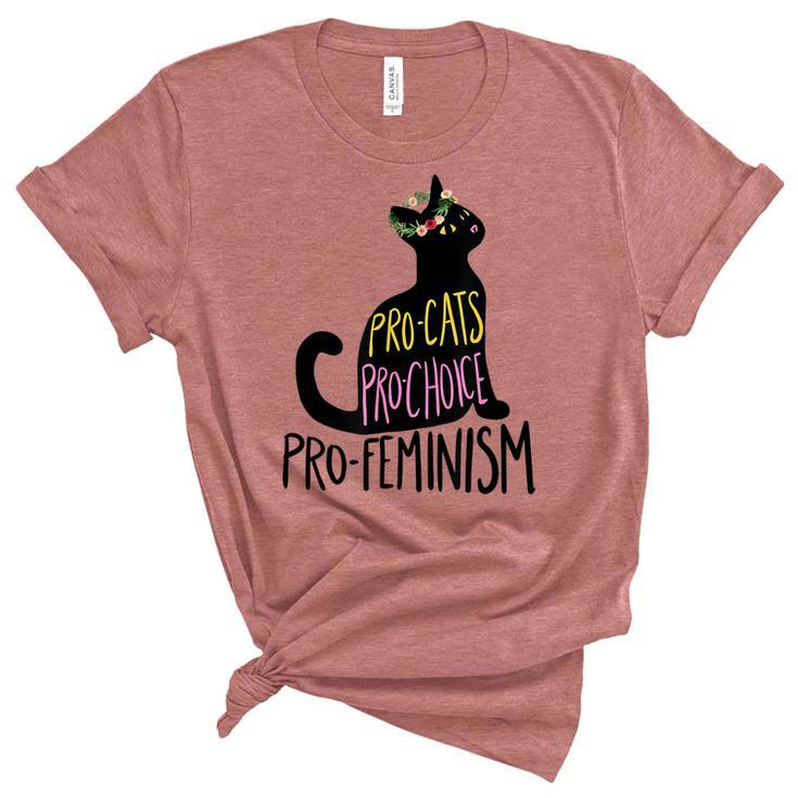 Pro Cats Pro Choice Pro Feminism Black Cat Lover Feminist  Unisex Crewneck Soft Tee